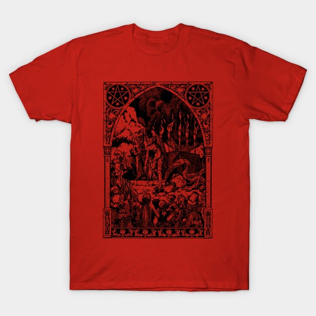 Witches Gathered with Demons at Sabbat T-Shirt by Scarebaby